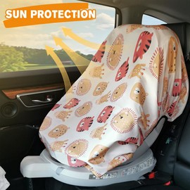 Car Seat Sun Shade Cover Baby Car Seat Sun Shade Cover, Keeps Toddler's Seat Cool,Covers and Blocks Out Heat & Sun, Protection from UV Sunlight (Animal)