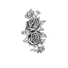 kobench Cool Temporary Tattoos,Two Roses - K9 Design,Waterproof,Easy-to-Apply,Long Lasting 1-2 Weeks, Plant-Based,Rose Tattoos