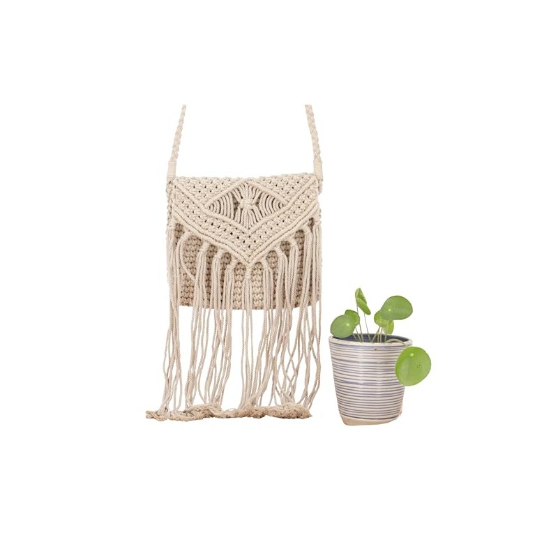 GURU SHOP Macrame Shoulder Bag, Round Shoulder Bag, Model 1,