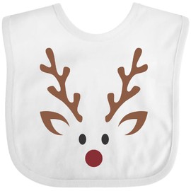 inktastic Reindeer Face Christmas Boy Baby Bib White 46d46