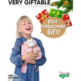 Naturally KIDS Mini Unicorn Backpack - Very Small Toddler Backpack for Girls Boys - Unicorns Gifts for Girls - Little Pink Backpack - Tiny Unicorn Toy