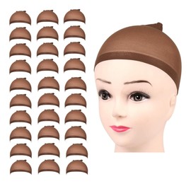 Liyquint 30Pack Nylon Elastic Wig Cap, Breathable & Invisible Bald Cap for Daily Use, Makeup Parties, Cosplay, Securely Holds Wigs (Coffee color)