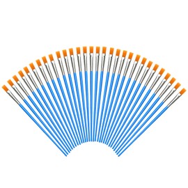 Halobios Paint Brushes Bulk 30 Pcs Set, Flat Nylon Hair Brushes suitable for Acrylic, Oil, Watercolor, Rock Painting, Body Face Nail Art, Drawing and Art Supplies for Kids and Adults.