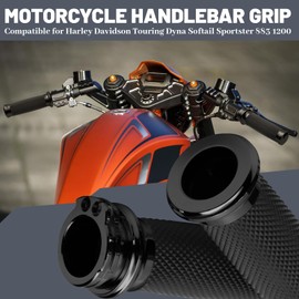YALTIES Black Hand Grips, 1 Inch Motorcycle Handlebar Grips Cable Throttle Compatible for Harley Davidson Sportster Dyna Softail 883 1200