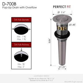 STYLISH Pop Up Bathroom Sink Drain Stopper, with Overflow, Anti Clog Basket Hair Catcher for Bathroom Vanity Vessel Sink, Set of 2 Brushed Nickel, D-700B2