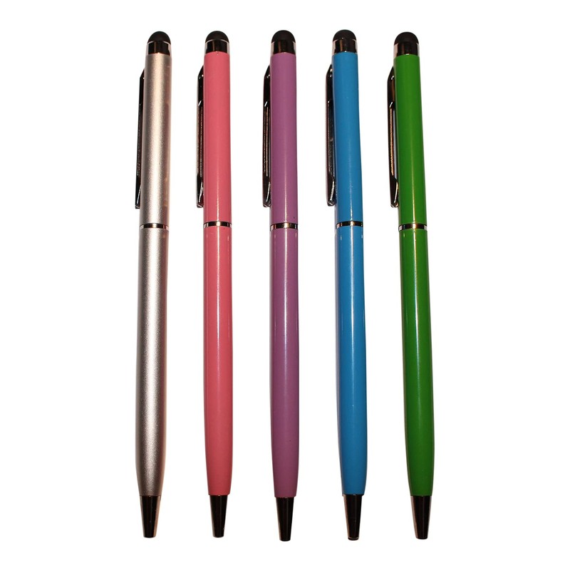 Dealbude24 5 x White 2-in-1 Touch Display Ballpoint Pen Stylus