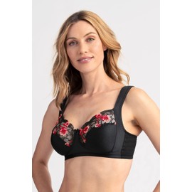 Miss Mary of Sweden Non-Wired Bra Embroidered Unpadded Cup Shine Black