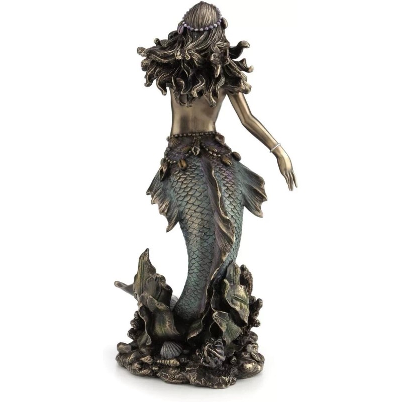Beautiful Mermaid Rising from Sea Statue Sculpture Nautical Figurine Decor