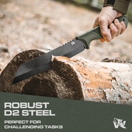 ODENWOLF W Machete - Survival Machete Full Tang with Sheath - Strong D2 Steel Knife Machete for Cutting Trees, for Yard Work, and for Bushcrafting and Big Tactical Knife with TPE-Handle