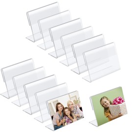 Satiskid 12Pcs Clear Acrylic Self Standing Photo Frames Freestanding Acrylic Photo Frame 2"x3" Mini Display Stand for Home Bedroom Office
