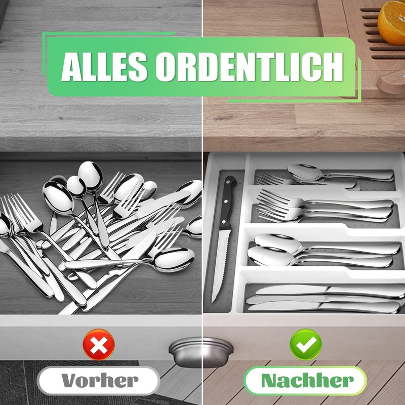 Homikit Cutlery Tray for Drawers, Plastic Cutlery Tray with 5