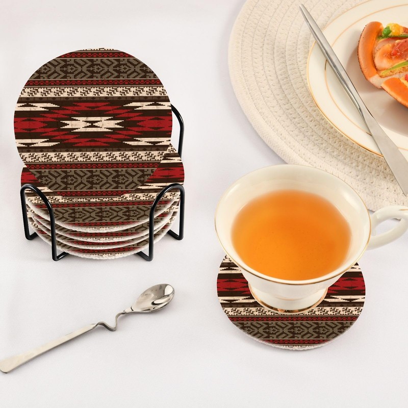 Coasters for Drinks with Holder Absorbent Set of 6 Decorative