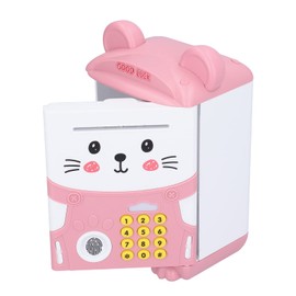 Children's Electronic Fingerprint Code Lock, Mini ATM Car Scroll Paper Money Piggy Bank One-Click Storytelling Machine with Music Light
