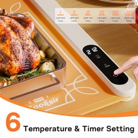 Cooksir Electric Food Warming Mat - Foldable Warming Tray for Food, Upgraded Graphene Silicone Food Warmer for Buffets, Parties, Gatherings, Holidays, Timer, 6 Level Temperature, 24 Inch (Orange)