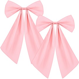 Zeyune 2 Pcs Large Pink Bows Decorations Coquette Party Decors 11 x 16 Inches Polyester Big Curtain Door Wall Bows Decors with String for Coquette Birthday Baby Shower Wedding Bachelorette Supplies