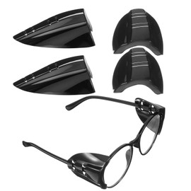 Gjinxi 2 Pairs Side Shields for Glasses, Flexible Safety Black Protective Eyewear Covers, Glasses Side Shields for Eyeglasses Fits Small to Large Eyeglasses