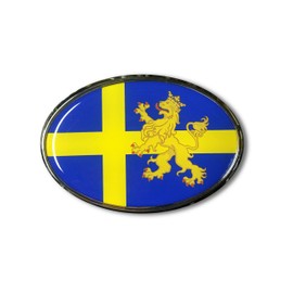 Sweden Flag Lion Emblem Proud Car Oval Domed Sticker 3D 3.25"x 2.25" Sverige Svenska Norsemen