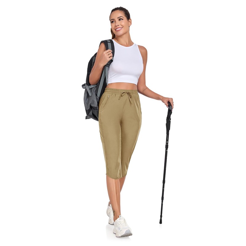 GymBrave Women's Capri Pants with 6 Pockets Quick Dry Lightweight