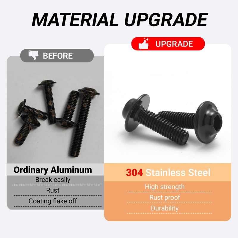 OURONOTO 195Pcs Motorcycle Fairing Bolt Kit, 304 Stainless Steel M5