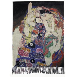 GFM® Wool Blend Cashmere Texture Painting Art Based Print Shawl Scarf for Autumn Winter (Klimt The Virgins)(PWSHL-FS-SC-5123-A-KL)