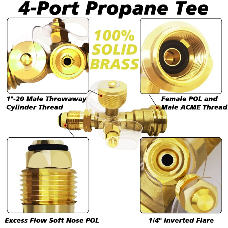 Propane Brass 4 Port Tee Kit Propane Brass Tee Adapter