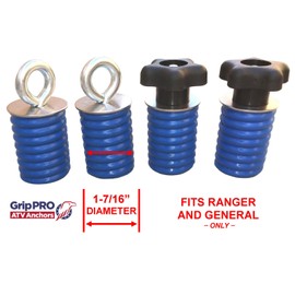 GripPRO ATV Anchors - Lock & Ride Tie Down Anchors for Polaris Ranger & General 1-7/16" Bed Holes - Secure Gear, Coolers, Tools - Not for RZR or Sportsman (2 Knob + 2 Eyelet Lock, 4)