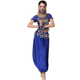 Astage Lady Belly Dancer Costume Halloweem Performance Wear All Sets Royal Blue