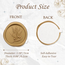 Zaamwoyy 50 Pcs Wax Seal Stickers, Wedding Invitation Accessories Envelope Cards Seal Stickers, Vintage Wax Sealing for Wedding Anniversary Bridal Shower Christmas (Gold)