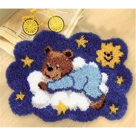Raixleb Latch Hook Kits Pattern Printed Rug Making Crafts for Kids/Adults 20" X 15" Gift for Family Friends Needlework Crafts Bear