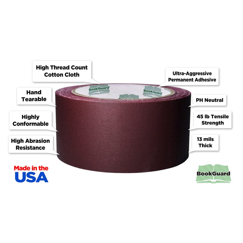 BookGuard 2 inch Premium Bookbinding Repair Cloth Tape, 15 Yard