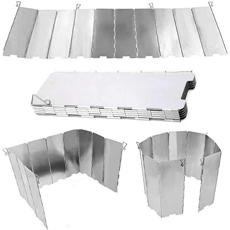 Tiardey Camping Stove Windscreen 10 Plates Aluminum Folding Portable with