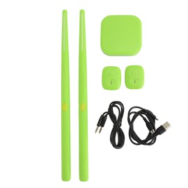 Virtual Drum Kit Portable Virtual Reality Drum Set with Sticks Pedals for Beginners Children Adults Green