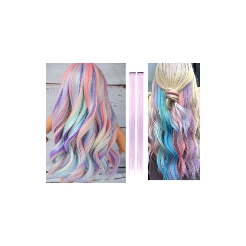 2 x Clip-In Hair Extension Highlights Streaks, Colourful Hair Highlights