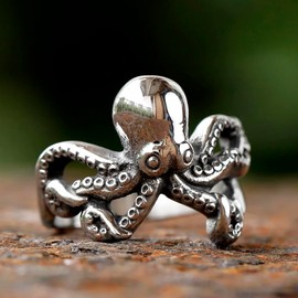 Sinoyp Stainless Steel Octopus Ring Gothic Punk Jewelry for Men Women (12)