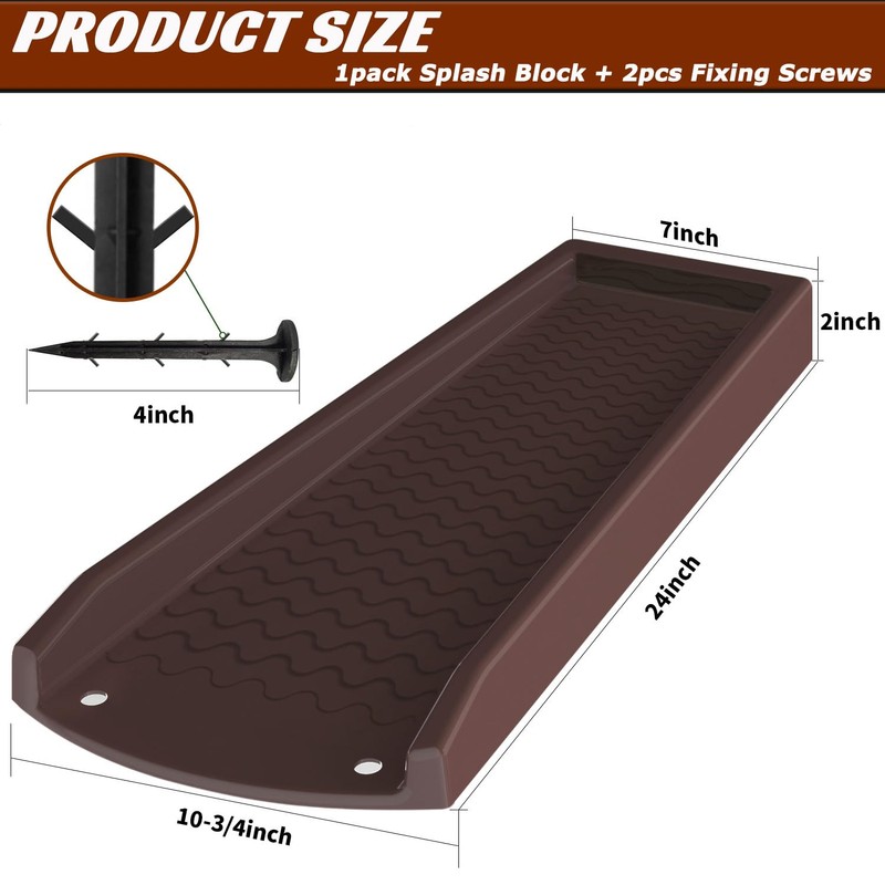 NAACOO Downspout Splash Block, 24" Rain Gutter Downspout Extensions/Extender with