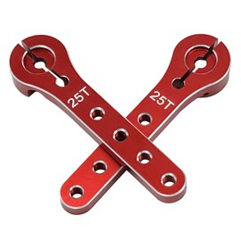 2pcs Servo Horn 56mm Metal 25T Metal Servo Arm Extension Servo Horn for 30-100CC Balsa Airplanes 1/10 RC Crawler Car Boat Futaba HSP Wltoys Axial SCX10 Parts (Red)