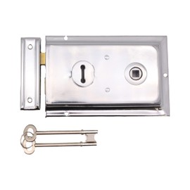 Traditional Rim Sashlock Polished Chrome Surface Mounted Lock 156 x 106mm