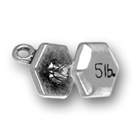 Sterling Silver 3D Dumbbell 5LB Hand Weight Exercise Dangle Charm Bead For Bead Charm Bracelet