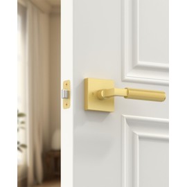 Amerdeco 1 Pack Brushed Gold Passage Door Handles,Heavy Duty Non-Locking Door Lever for Hall, Closet,Office Area, Shopping Malls AM0021