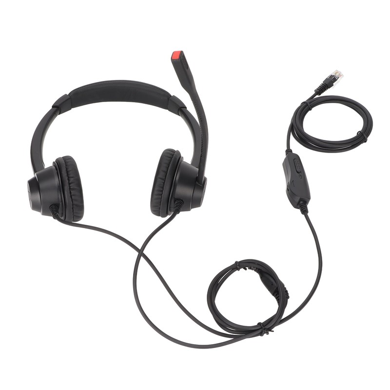 RJ9 Headset Noise Cancelling Mute Function Corded Business Headphone with
