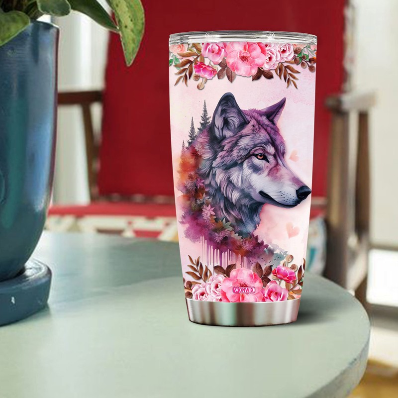 WONWIX Wolf Tumbler 20oz Cute Animal Gift for Women, Girls