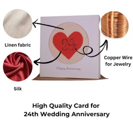 Camellia Bees 24th Wedding Anniversary Card For Her Him, Handmade Anniversary Card for Wife, Husband, Couple((24th)