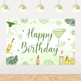 kreat4joy Margarita Party Decorations Women, 5x3ft Margarita Happy Birthday Backdrop Banner Cocktail Weenies and Tinies Party Photo Background Props for Margarita Bar Birthday