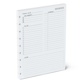 Discbound Undated Daily Plan Paper Refill, 120 GSM, 80 Sheets (160 Pages/Days), Happy Planner 9 Disc Pre-Punched Inserts, Loose Leaf, White, 7 inch x 9.25 Inch, Daily To-Do, Notes, and Scheduling