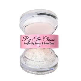 By The Clique Premium 2 in Exfoliating Sugar Lip Scrub and Smoothing Safflower Oil Infused Lip Balm Duo | All Natural Ingredients | Vegan, Gluten Free and Cruelty Free | Vanilla Sugar