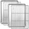 Small Baking Sheet with Cooling Rack Set [2 Baking Sheets + 2 Roast Racks], CEKEE Stainless Steel Small Cookie Sheets with Wire Rack, Nonstick, Heavy Duty & Dishwasher Safe, Size 9.33 x 6.96 x 1 Inch