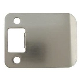 Round Corner Extended Lip Strike Plate, 2-1/4" x 2-1/2", (3" Overall Length), Satin Nickel by Stone Harbor Hardware