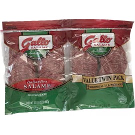 Gallo 2 Pounds Gallo Italian Dry Salame Salami Deli Thin Sliced (Total 32 Ounce)