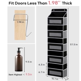 RAVEGO Over The Door Organizers and Storage, 5 Large Pockets 44lbs Load Capacity Door Hanging Closet Organizers and Storage for Bedroom, Bathroom, Nursery, Kidroom, Babyroom (Black)