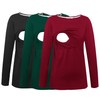 Smallshow Women's 3 Pcs Maternity Nursing Top Wine-Green-Black Large